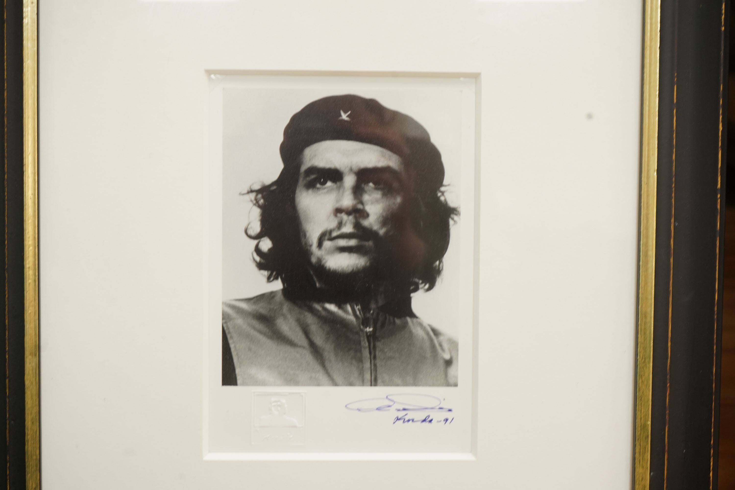 After Perfecto Romero (b.1936), three gelatin silver prints, Portraits of Che Guevara, stamped, two framed with facsimile signatures, largest 31 x 27cm